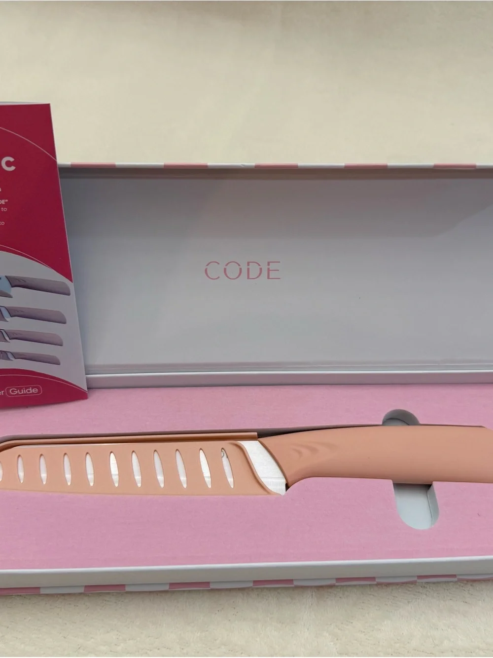 Pink Santoku Knife with Hollow-Edge Nonstick Blade